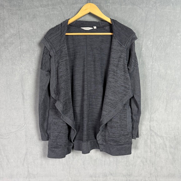 Athleta Sweaters - Athleta Heathered Charcoal Grey Hoodie Cardigan Sweater Open Front Size S Preppy